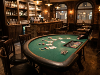 Ett tomt blackjackbord på en krog i Stockholm efter att spelverksamheten stoppats.
